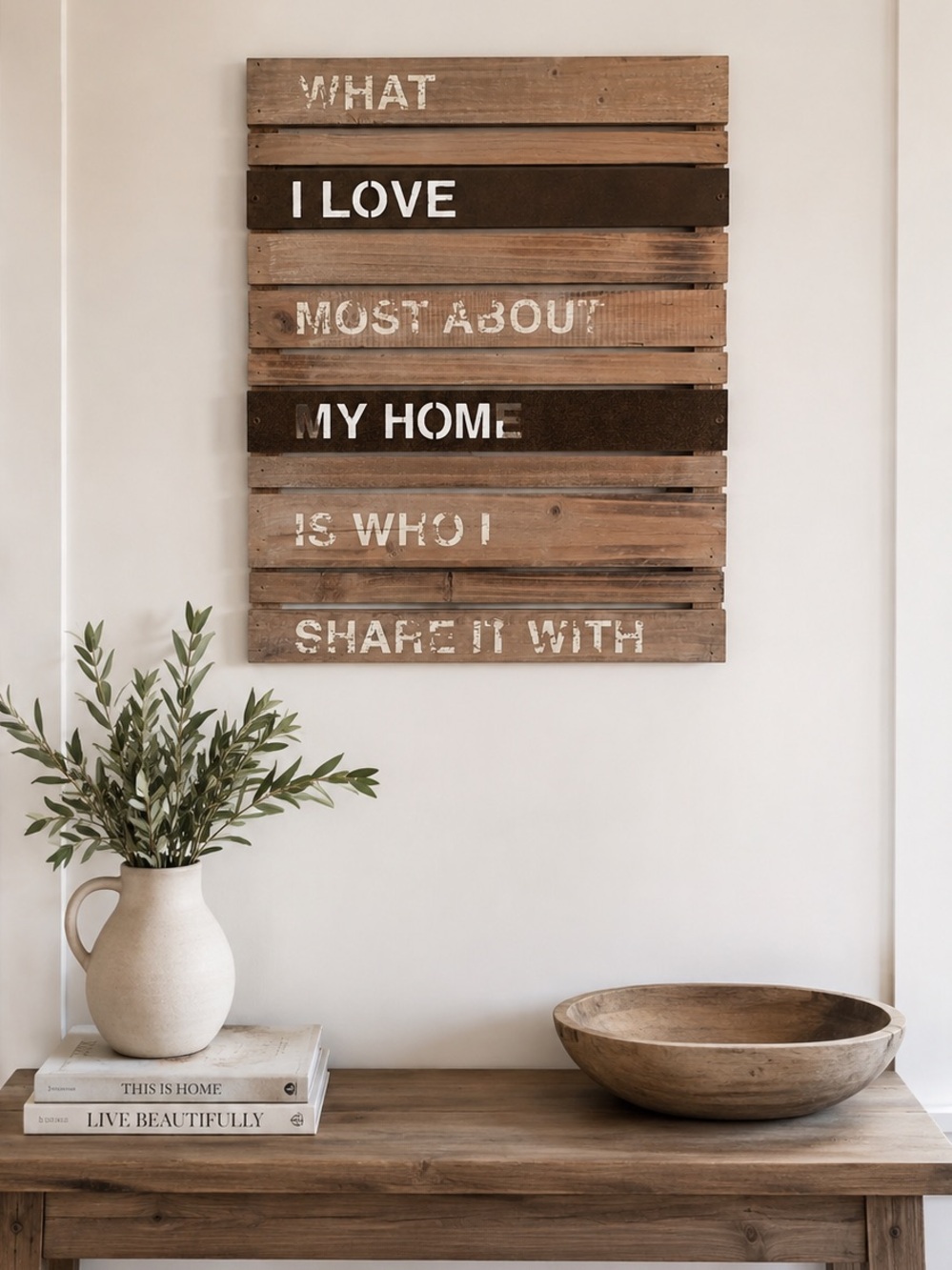 Rustic Wood & Metal Wall Art Sign Neutral Home Decor Farmhouse
